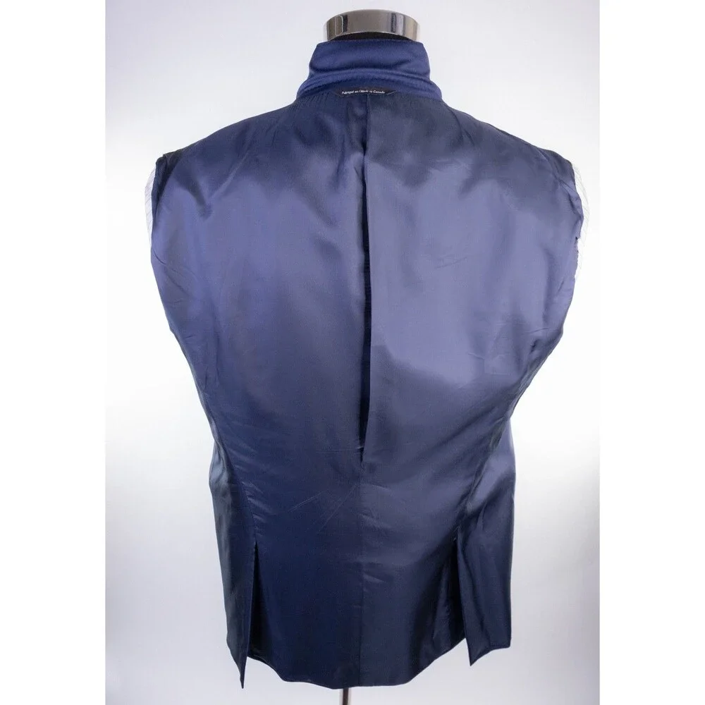 Coppley 2-Pcs Solid Navy Blue Suit 100's Wool Blazer Jacket Sz 44T Pants 38X33